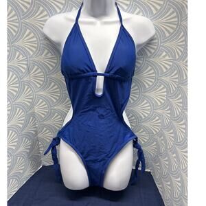 Women royal blue cut-out halter monokini one piece swimsuit sexy size X-Large ne